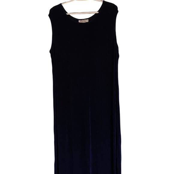 Dress Barn Navy Blue Velvet Maxi Dress Size 22 Sleeveless Evening - Picture 3 of 7
